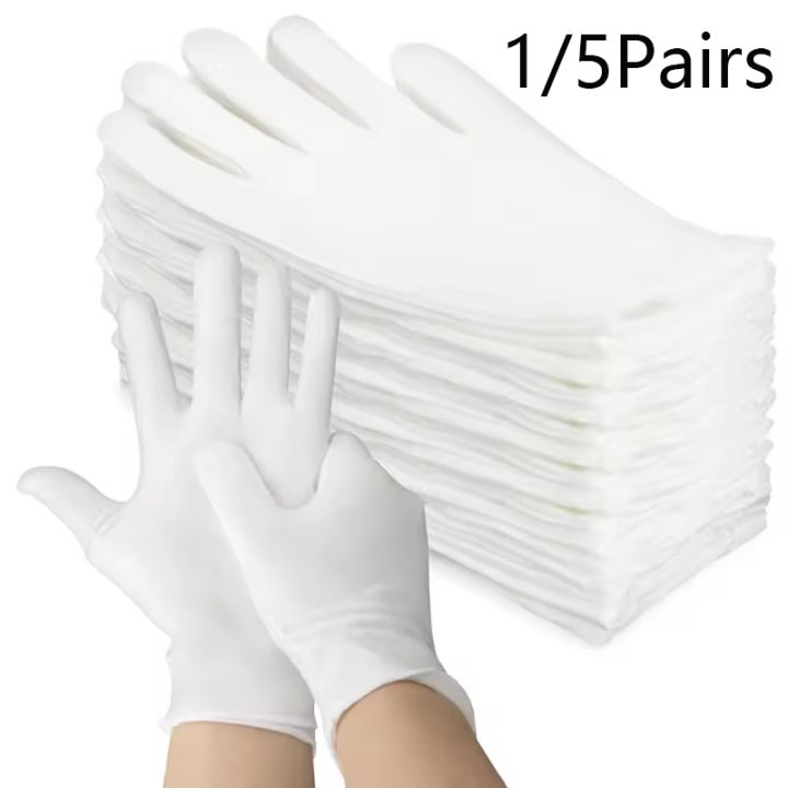 White Cotton Work Gloves Dry Hands Moisturizing SPA Gloves High Stretch for Ceremonial Inspection &Household Clean