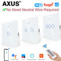 AXUS EU WiFi Smart Light Switches Touch Switch RF433 No Neutral Wire Smart Home Life Tuya App Control Support Alexa  Home lightify. 