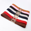 Fashion Metal Buckle Thin Stretchy Waist Belt Striped Elastic Waistband Elegant Women Girdle Accessories Female Belt. 