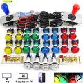 2 Player DIY Arcade Game Kit for PC Raspberry Pi with LED Push Buttons American Style Joystick USB Encoder Cables Mame Jamma.