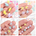 100pcs Sunflower Acrylic Beads Matte Transparent Mixed Color Star Spacer Loose Beads DIY Bracelets Necklace Jewelry Accessories.