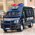 1:24 Scale H2 Police Car Toy Miniature Models Alloy Diecast Doors Opened Pull Back Sound Light SWAT Vehicle Gifts for Boys.
