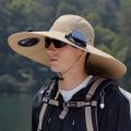Outdoor Fishing Hat With Solar USB Charging Fan Male Cooling Hat Sunshade Fishing Hat For Outdoor Riding Hiking Fishing.