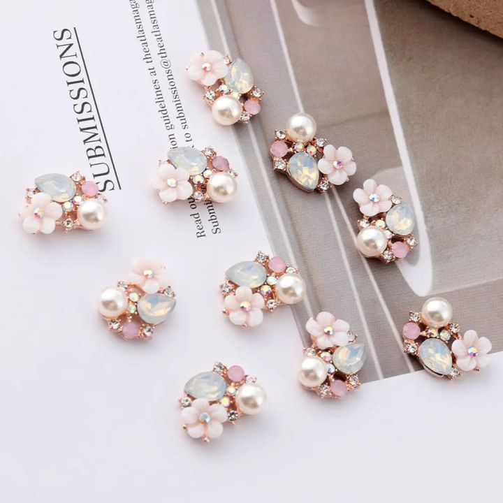 10PCS%20Rhinestone%20Button%20Craft%20Flatback%20Sewing%20Accessories%20Apparel%20Rhinestone%20Button%20Flower%20Buttons%20Garment%20Buckle%20Pearl%20Hairpin%20-%20Image%204