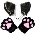 Cute Cat Ear Hair Wear Claw Gloves Girls Cosplay Costume Plush Bell Cat Fur Ear Hairband Night Party Club Headbands. 