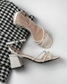 Women’s Fashion 3-Inch Striped Block Heel Sandals – Luxurious, Comfortable & Easy to Walk in for Bridal, Party, Office, and Every Function – Available in Black, White, and Beige. 