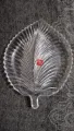 Leaf Shape Crystal Glass Tray - Decorated Serving Plate For Dry Fruits, Rice, Snacks,Sweets - Crystal Glass Plate For gift. 