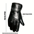 1 Pair Winter Cycling Leather Motorcycle Cotton Gloves Black Thick Velvet Cold Resistant And Windproof Cycling Cotton Gloves.