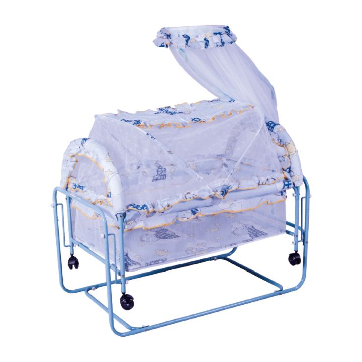 Newborn Baby Cot | No C-2560 New | Crib | Iron Bed with Roller | Removable | Cradle Bed Lightweight | Multifunctional Crib | Foldable | With Mosquito Net