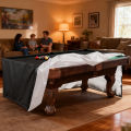 Pool Table Cover, Specially Designed for 7/8/9 Inch Pool Table, Billiard Ball Dust Cover Black Silver. 