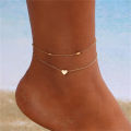 【Latest Style】 Simple Heart Female Anklets Barefoot Crochet Sandals Foot Jewelry Leg New Anklets On Foot Ankle Bracelets For Women Leg Chain. 