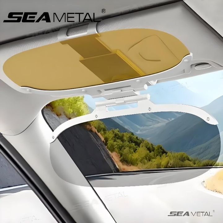 SEAMETAL Polarized Car Sun Visor Universal Flip-On Anti-Glare Sunshade UV-Blocking Car Sun Protection Goggle Night Vision Lens