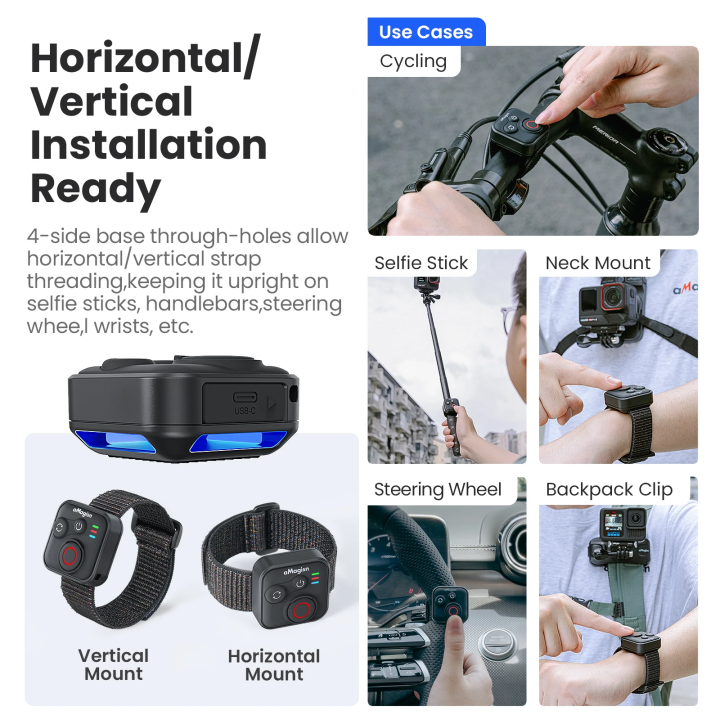 Wireless%20Bluetooth%20Remote%20Control%20with%20Wrist%20Strap%20for%20Insta%20360%20X5%20X3%20X4%20GO%203S%20ACE%20Pro%202%20%2013/12/11/10/9/8%20Action%20Camera%20-%20Image%203