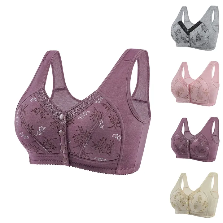 Wireless%20Bralette%20Comfortable%20Underwear%20Middle-aged%20Elderly%20Women%20Lace%20Chest%20Wrap%20Ultra-thin%20Mom%20Front%20Open%20Buckle%20Cotton%20-%20Image%202