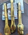 Stainless steel golden  food tongue food chimta 3pcs set mediam size. 