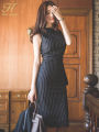  Tank Sleeveless High Waist Profession Party Dresses Women Autumn Stripe Office Lady Sheath Pencil Dress pen gpt. 