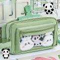 Multi Layered Pencil Case with Transparent Front Pocket Design, Large Capacity and Cute Student Supplies.