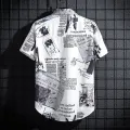 Men's Short sleeve Print Shirts Thin Beach Top Seaside Leisure Men's Essential Clothes. 