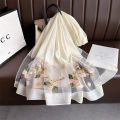 Luxury Women Hijab Shiny Lace Scarf Silk Soft Wool Shawls and Wraps Embroidery Flower Thin Scarves Foulard Female Bufanda New. 