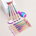 11 pcs mermaid makeup brushes, fish tail makeup brush set, beauty tools. 