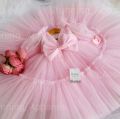 Baby pink colour fancy frock for kids girls. 
