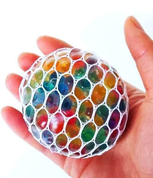Stress ball Relief Mesh Ball Multi-Colored Mesh Ball Just Smack It Anywhere Stress balls were made of soft silicone materials which were 100% percent non-toxic to kids; the Silicone texture makes these balls feel soft, flexible, and elastic.