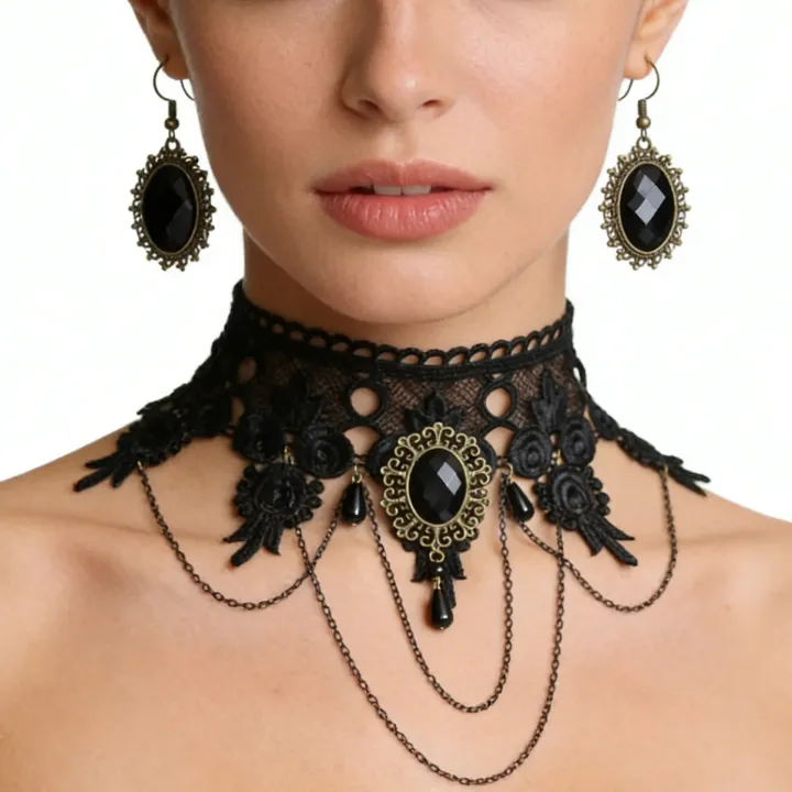 Gothic Chokers Black Lace Neck Choker Necklace Vintage Victorian Women ...
