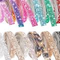1Yard Self Adhesive Crystal Rhinestone Sticker Diamond Ribbon DIY Sticker Rhinestones Arts Crafts Car Phone Decoration 4 Rows. 