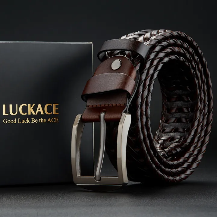 LUCKACE%20Genuine%20Leather%20Casual%20Men's%20Belt%20Trendy%20Golf%20Belts%20Knitted%20Belt%20With%20Alloy%20Buckle%20Best%20Gift%20Choice%20for%20Boyfriend/Husban%20-%20Image%203