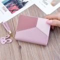 Korean mini women cute short 3 colors splice coin wallet. 