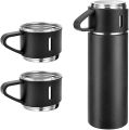 Double-Wall Stainless Steel Vacuum Thermos Flask with Silicone Handle and Insulated Lid Set With 2 Stainless Steel Cups for Hot and Cold Beverages 500 ML. 