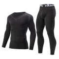 2 Pcs Autumn/Winter Men's Sports and Leisure Warm Underwear Set Comfortable Large Stretch Athlete Round Neck Top Versatile Pants.