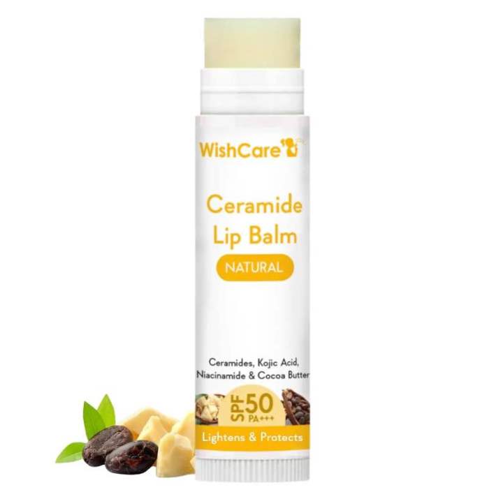 WishCare Ceramide Lip Balm with SPF50 PA+++ - Kojic Acid & Niacinamide - For Lip Lightening & Protection 5gm