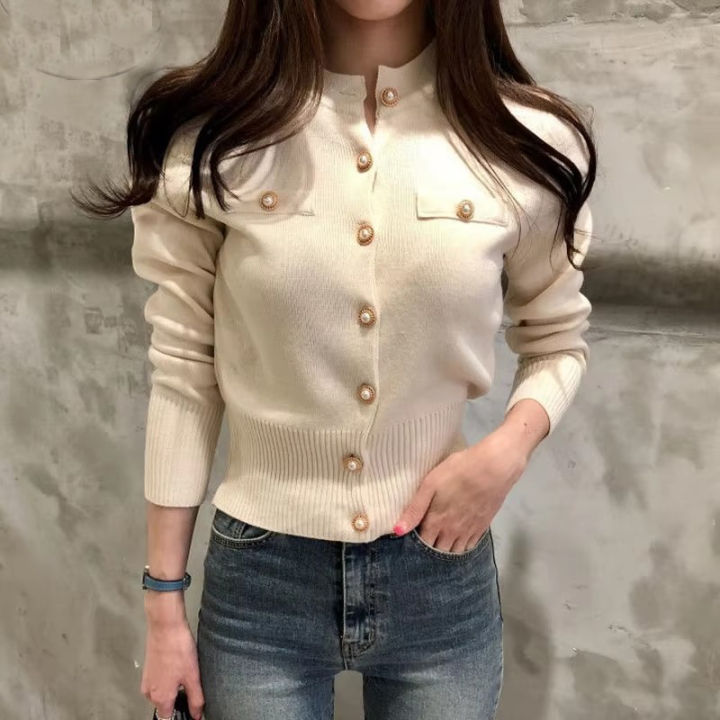 2026%20Autumn%20Long%20Sleeve%20Fashion%20Women%20Cardigans%20Sweater%20Knitted%20Coat%20Short%20Casual%20Single%20Breasted%20Korean%20Slim%20Chic%20Ladies%20Tops%20-%20Image%205