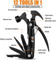 12-in-1 Multifunctional Hammer Tool for Men, Portable Mini Hammer with Nail Clipper, Pliers, Knife, Saw, Screwdrivers, Bottle Opener, Gift for Dad, Grandpa, Husband, DIYers, Camping, Outdoor & Home Use, Compact Stainless Steel Heavy-Duty Tool with Case. 