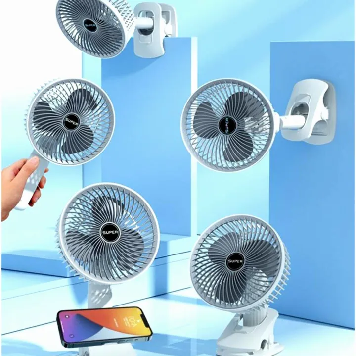 Usb Type-C Rechargeable, Clip-On, Stand-Alone, Plug-In Mini Fan Table Clip Fan Multi-Functional Handheld Fan Wall-Mounted Portable Fan