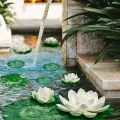 5/7pcs, Artificial Lotus, Realistic Water Floating Foam Lotus, Fake Water Lily Leaves, Home Garden Yard Pond, Home Decor.