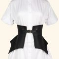 Black Brown Irregular Pu Leather Long Wide Belt Punk Style Women Fashion Autumn Winter Waistband Corset Belt.