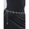 Fashionable Heart-Shaped Rhinestone Waist Chain Metal Belt For Women.