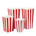 10Pcs Popcorn Paper Boxes Buckets Red White Stripes Bags Snack Containers For Movie Night Birthdays Carnival Party Supplies.