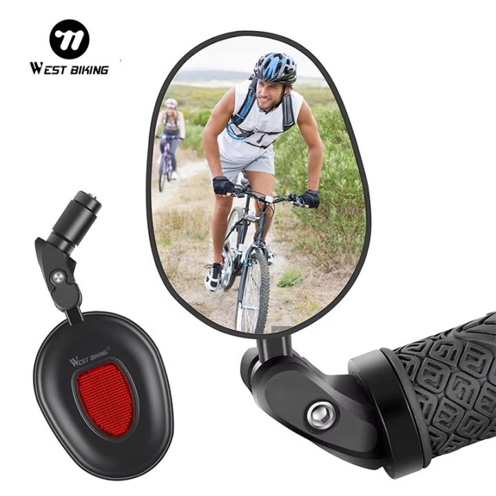 WEST BIKING Bike Rearview Mirror MTB Road Bicycle Handlebar Mirror Wide Angle 360 Rotation Adjustable Cycling Rear View Mirror