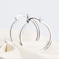 925 Sterling Silver Big Circle Inlaid Cubic Zircon Earrings for Women,S925 Argent Women's Shiny Model Earring 17mm-40mm 5 Size. 