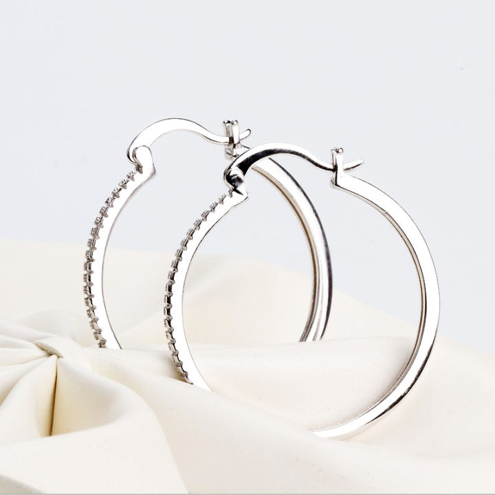 925%20Sterling%20Silver%20Big%20Circle%20Inlaid%20Cubic%20Zircon%20Earrings%20for%20Women,S925%20Argent%20Women's%20Shiny%20Model%20Earring%2017mm-40mm%205%20Size%20-%20Image%203