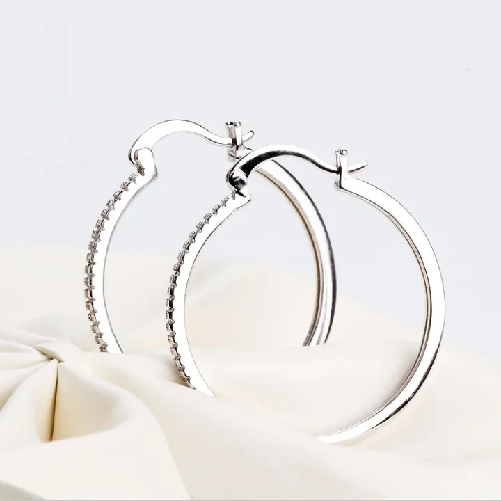 925%20Sterling%20Silver%20Big%20Circle%20Inlaid%20Cubic%20Zircon%20Earrings%20for%20Women,S925%20Argent%20Women's%20Shiny%20Model%20Earring%2017mm-40mm%205%20Size%20-%20Image%203