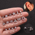 1PC 18G Tower Heart Flower Star  Stainless Steel Barbell Piercing CZ Ear Tragus Cartilage Helix Snug Piercing Stud. 