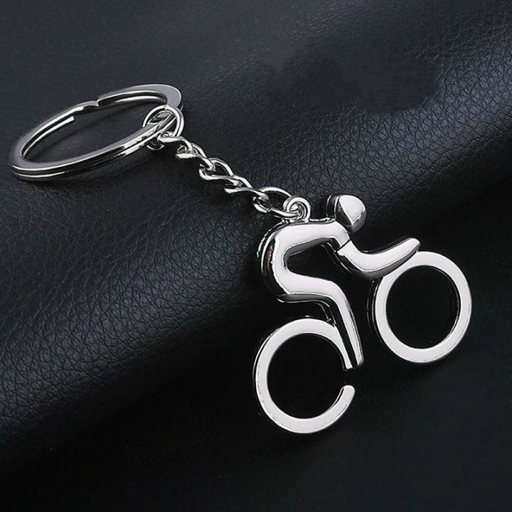 1pcs Sport Man Keychain Metal Bicycle Bike Cycling Riding Keyring  Key Chains Hanging Accessories