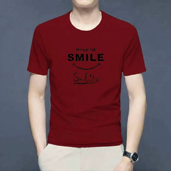SMILE Half Sleeve T-Shirt For Men. Size