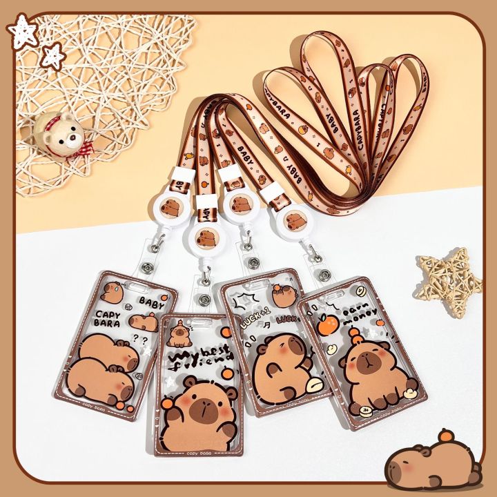 Capi Cartoon Card Cover, Student School Card Access Control Card, Water Card Bag, Cute Transparent ID Cover, Protective Cover