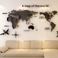 World Map Wall  3D Acrylic Wall Stickers Three-dimensional Mirror Stickers Bedroom Office Background Wall Decoration Stickers. 