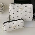 Fashion Cherry Tote Women Makeup Bag Portable Cute Ladies Cosmetic Toiletry Storage Pouch Handbag Cotton Quilted Zipper Bag.
